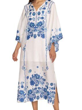 Johnny Was Jade Collection Biannca Linen Kaftan, Medium